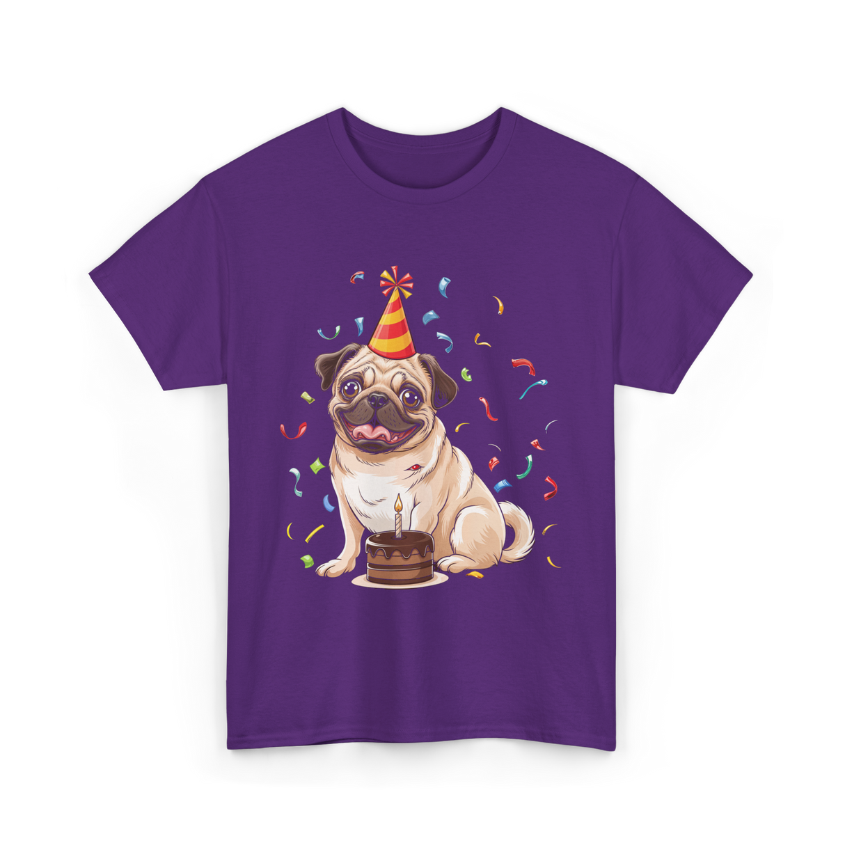 Pug Birthday Celebration Pug Party T-Shirt - Purple