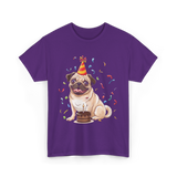 Pug Birthday Celebration Pug Party T-Shirt - Purple