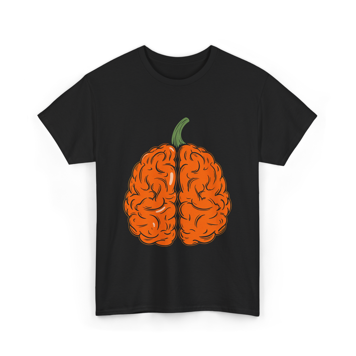 Pumpkin Brain Halloween Brain T-Shirt - Black