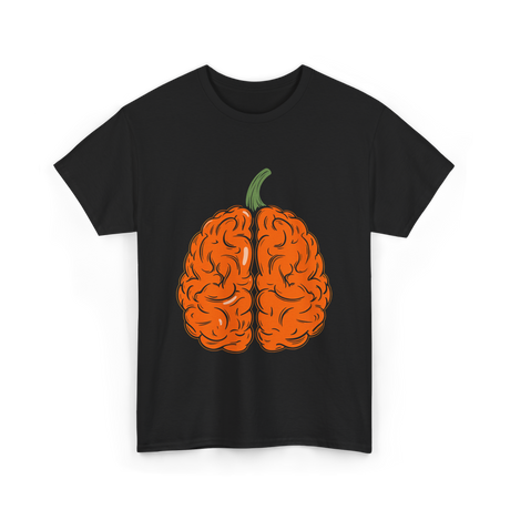 Pumpkin Brain Halloween Brain T-Shirt - Black