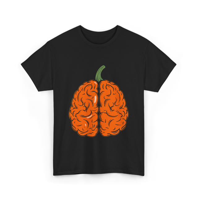 Pumpkin Brain Halloween Brain T-Shirt - Black