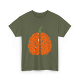 Pumpkin Brain Halloween Brain T-Shirt - Military Green