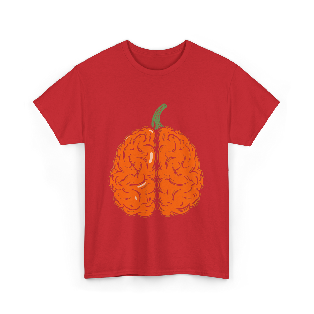 Pumpkin Brain Halloween Brain T-Shirt - Red