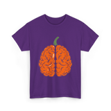 Pumpkin Brain Halloween Brain T-Shirt - Purple