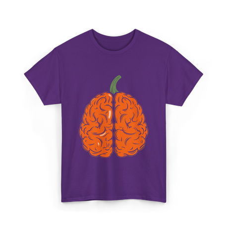 Pumpkin Brain Halloween Brain T-Shirt - Purple