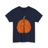 Pumpkin Brain Halloween Brain T-Shirt - Navy