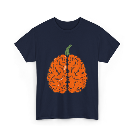 Pumpkin Brain Halloween Brain T-Shirt - Navy