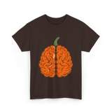 Pumpkin Brain Halloween Brain T-Shirt - Dark Chocolate