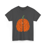 Pumpkin Brain Halloween Brain T-Shirt - Dark Heather