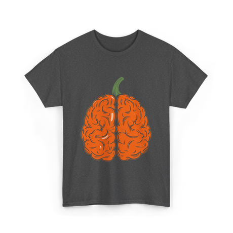 Pumpkin Brain Halloween Brain T-Shirt - Dark Heather