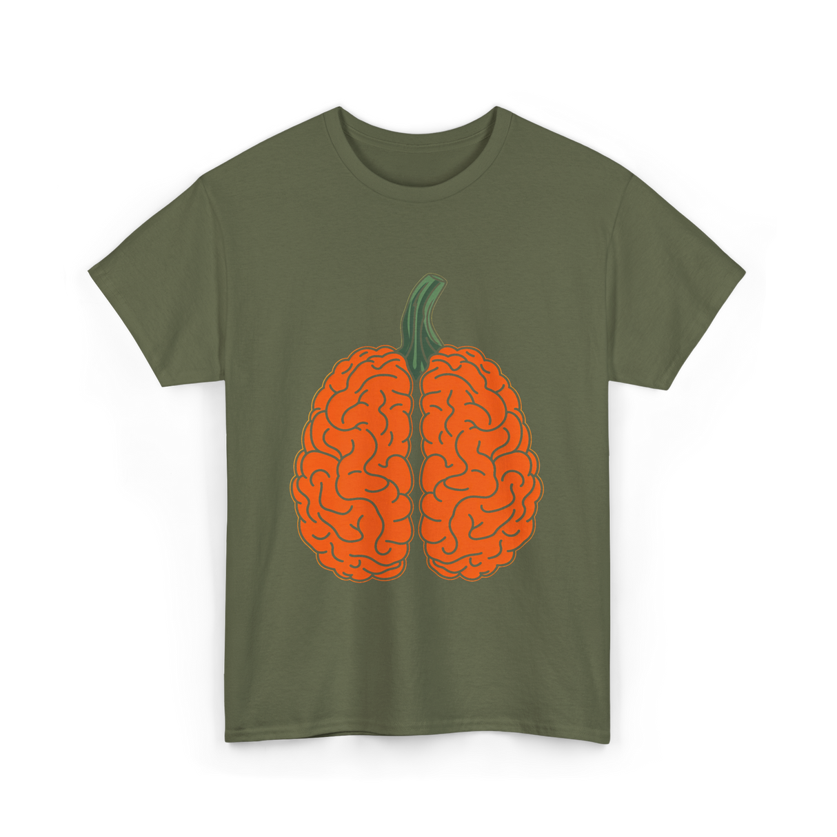 Pumpkin Brain Psychology T-Shirt - Military Green