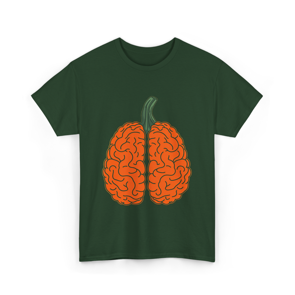 Pumpkin Brain Psychology T-Shirt - Forest Green