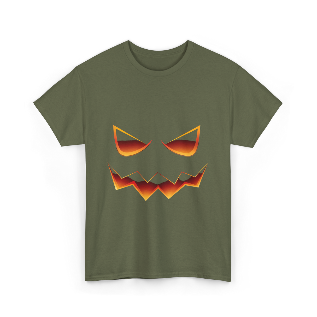 Pumpkin Face Halloween Costume T-Shirt - Military Green