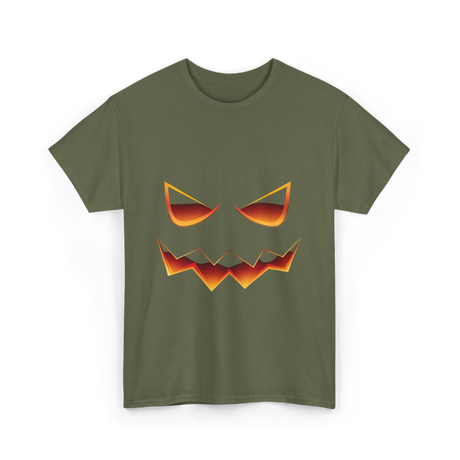 Pumpkin Face Halloween Costume T-Shirt - Military Green