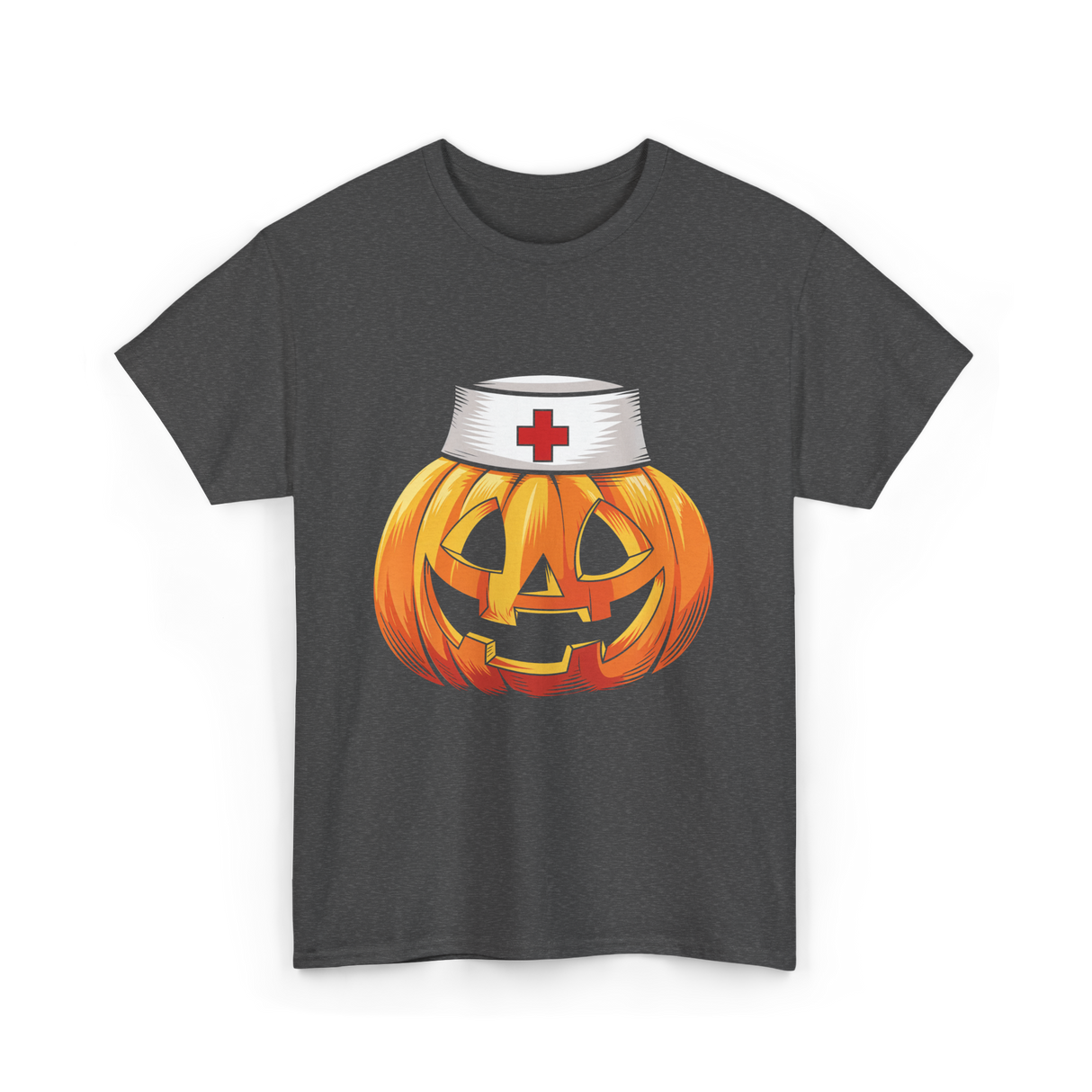 Pumpkin Nurse Halloween Costume T-Shirt - Dark Heather