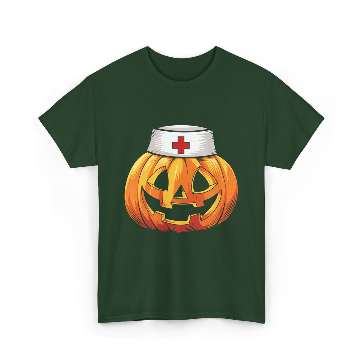 Pumpkin Nurse Halloween Costume T-Shirt - Forest Green