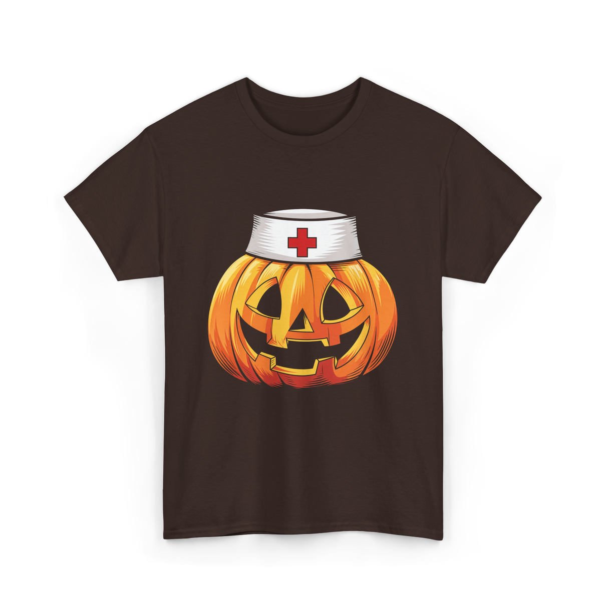 Pumpkin Nurse Halloween Costume T-Shirt - Dark Chocolate