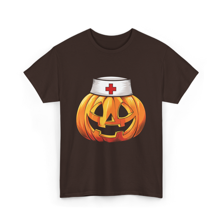 Pumpkin Nurse Halloween Costume T-Shirt - Dark Chocolate