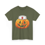 Pumpkin Nurse Halloween Costume T-Shirt - Military Green