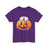 Pumpkin Nurse Halloween Costume T-Shirt - Purple