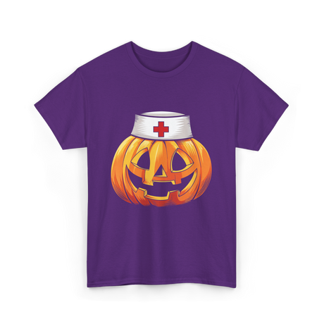 Pumpkin Nurse Halloween Costume T-Shirt - Purple