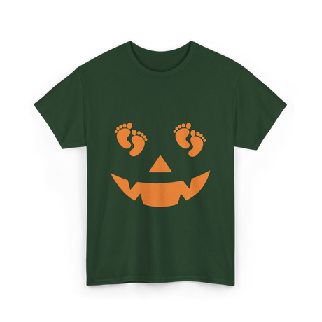 Pumpkin Smiley Halloween T-Shirt - Forest Green