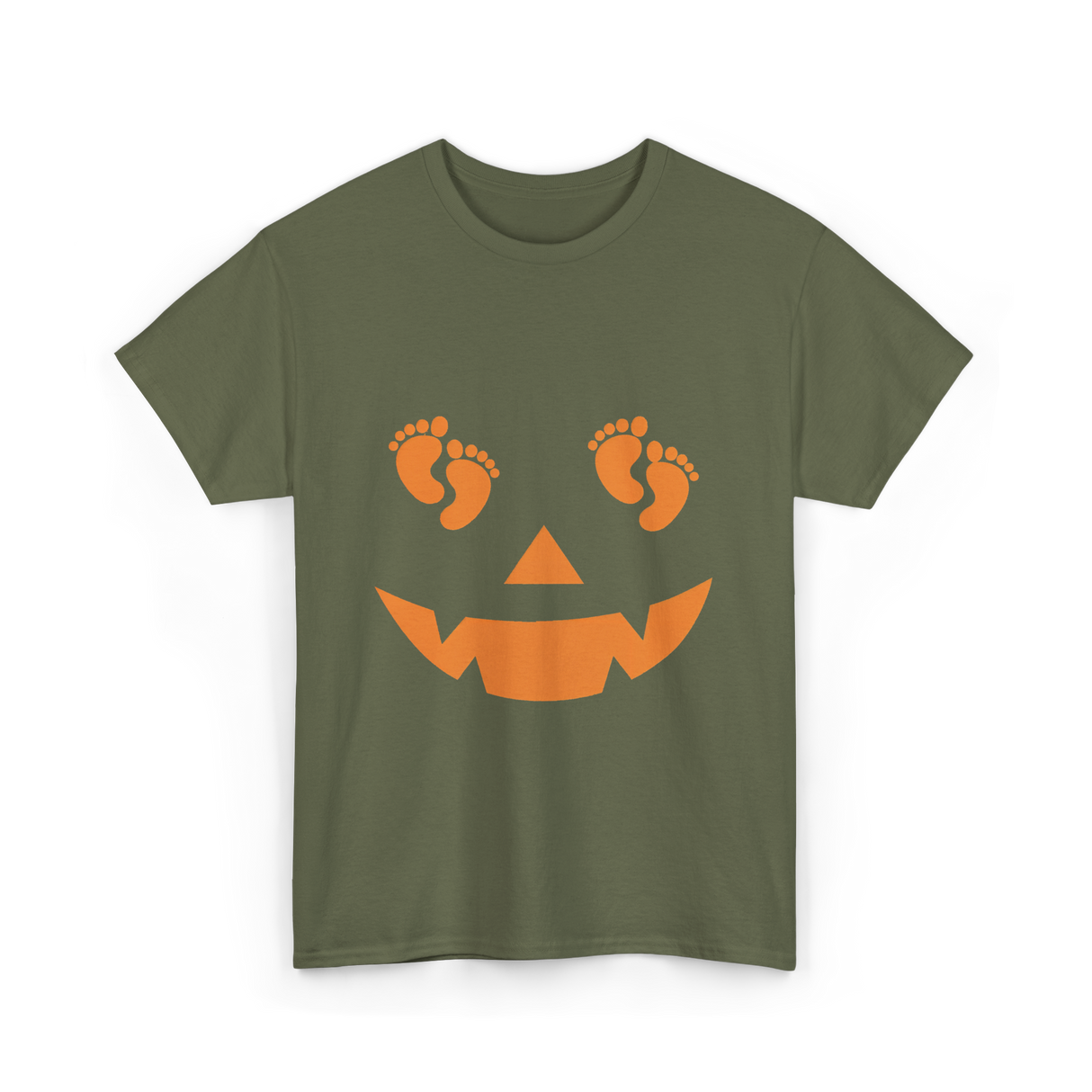 Pumpkin Smiley Halloween T-Shirt - Military Green
