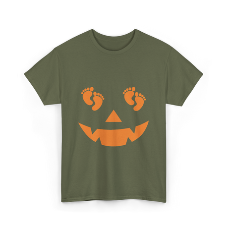 Pumpkin Smiley Halloween T-Shirt - Military Green