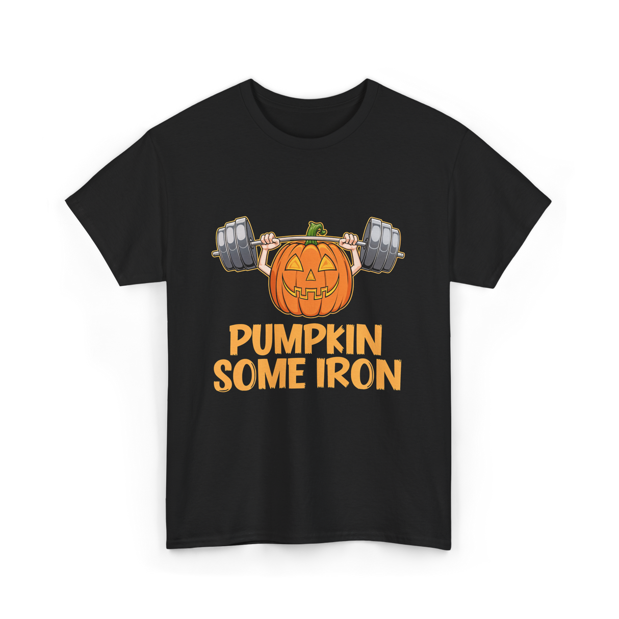 Pumpkin Some Iron Halloween Fitness T-Shirt - Black