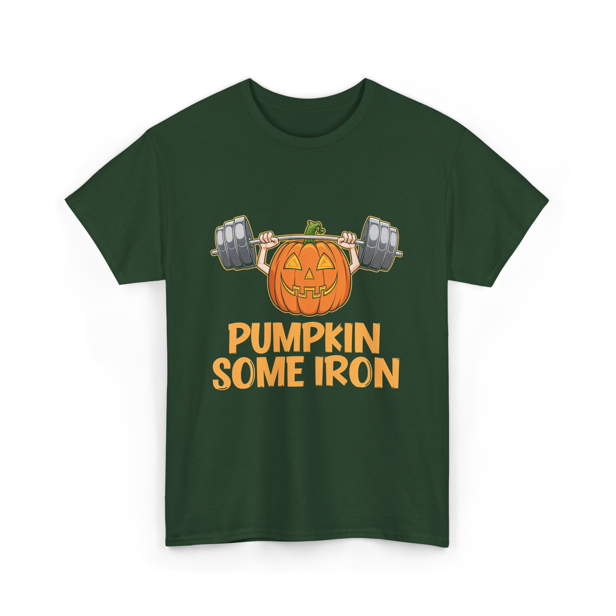 Pumpkin Some Iron Halloween Fitness T-Shirt - Forest Green