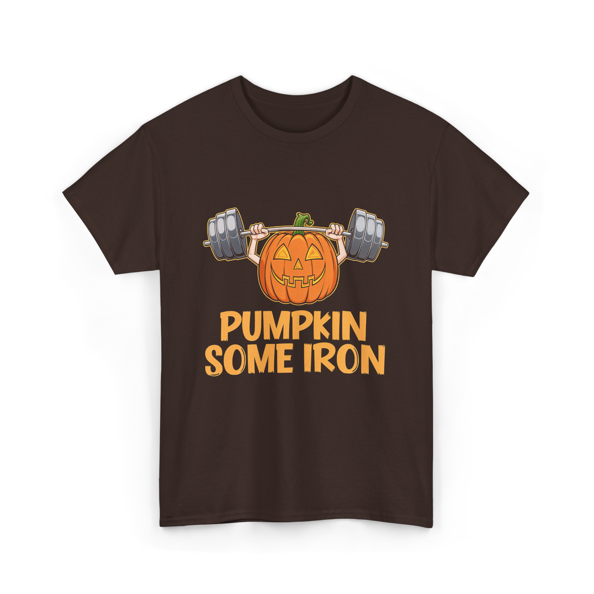 Pumpkin Some Iron Halloween Fitness T-Shirt - Dark Chocolate