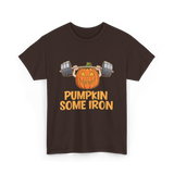 Pumpkin Some Iron Halloween Fitness T-Shirt - Dark Chocolate