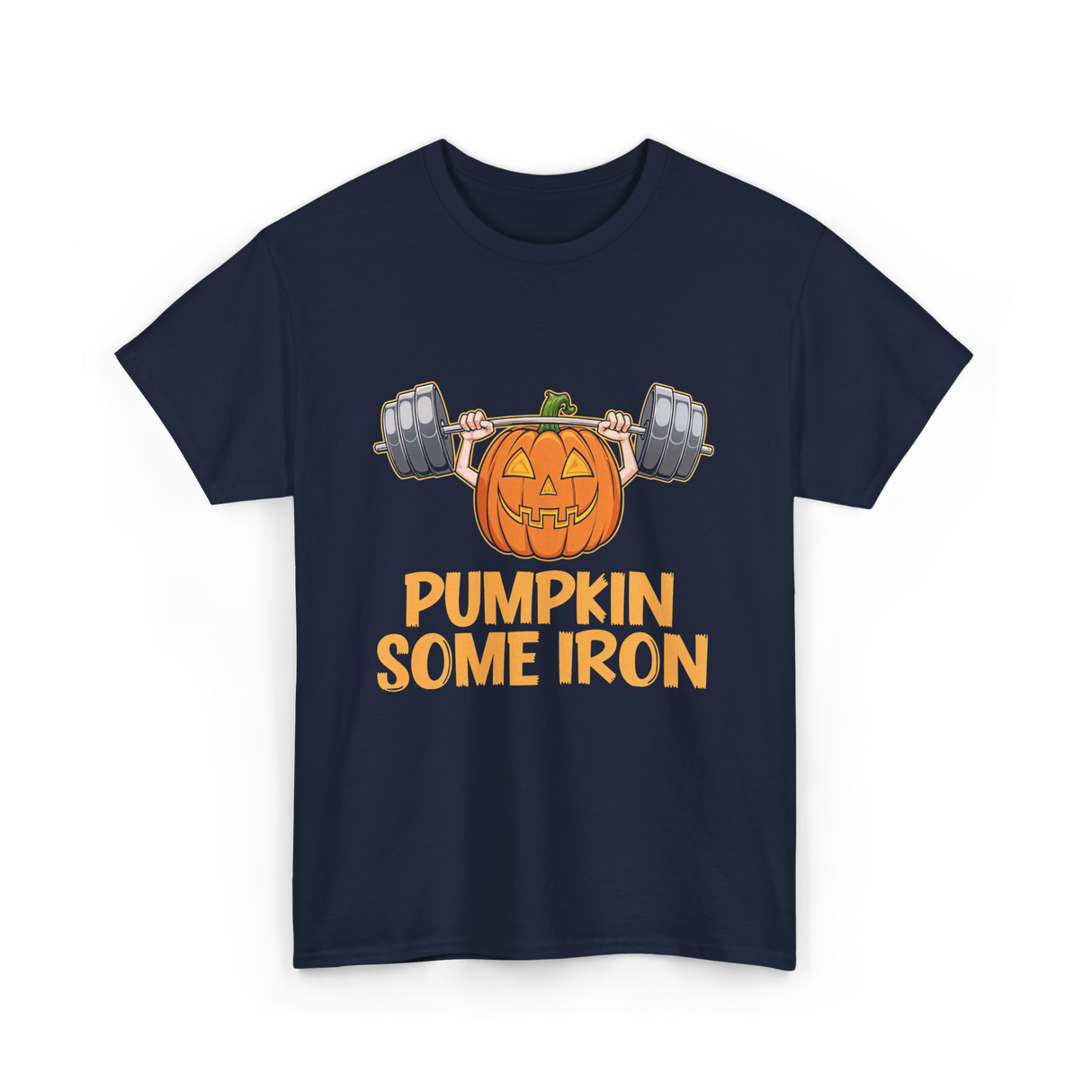 Pumpkin Some Iron Halloween Fitness T-Shirt - Navy