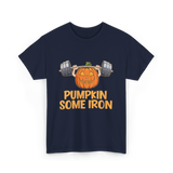 Pumpkin Some Iron Halloween Fitness T-Shirt - Navy