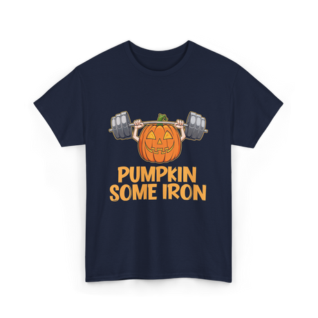 Pumpkin Some Iron Halloween Fitness T-Shirt - Navy