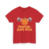 Pumpkin Some Iron Halloween Fitness T-Shirt - Red