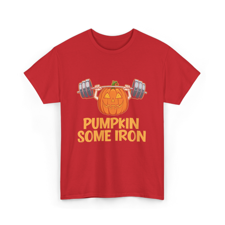 Pumpkin Some Iron Halloween Fitness T-Shirt - Red