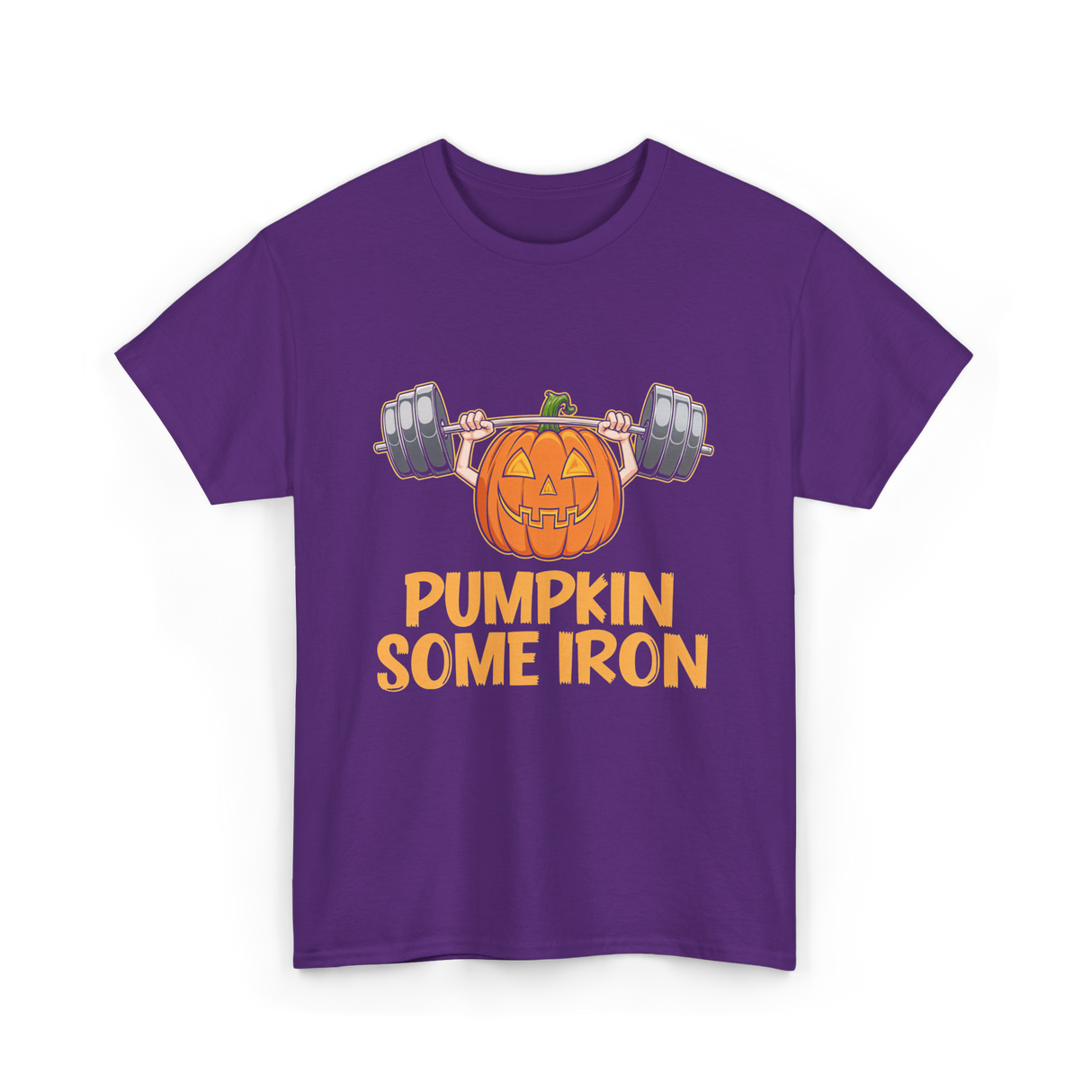 Pumpkin Some Iron Halloween Fitness T-Shirt - Purple