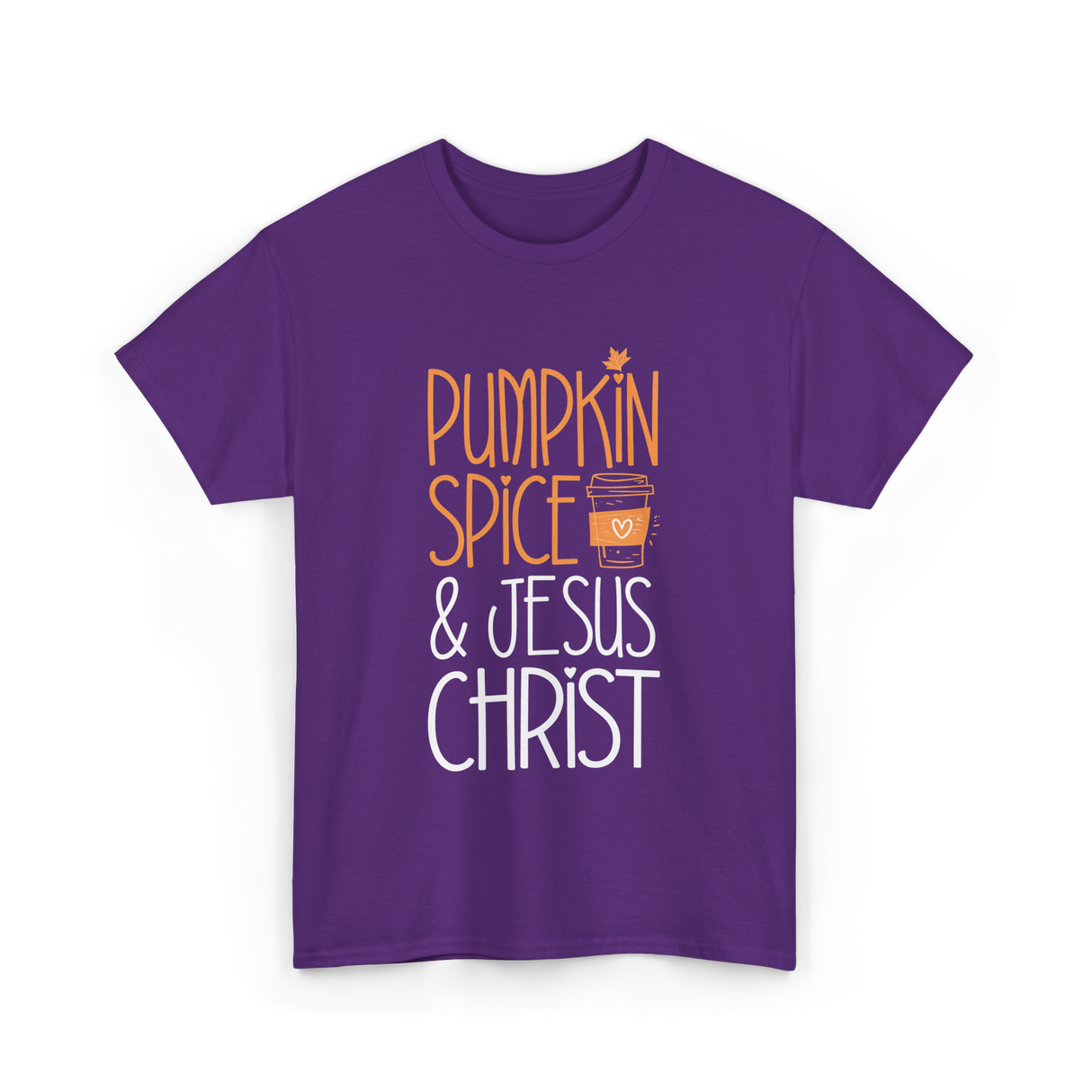 Pumpkin Spice And Jesus Christ Coffee T-Shirt - Purple