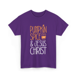 Pumpkin Spice And Jesus Christ Coffee T-Shirt - Purple