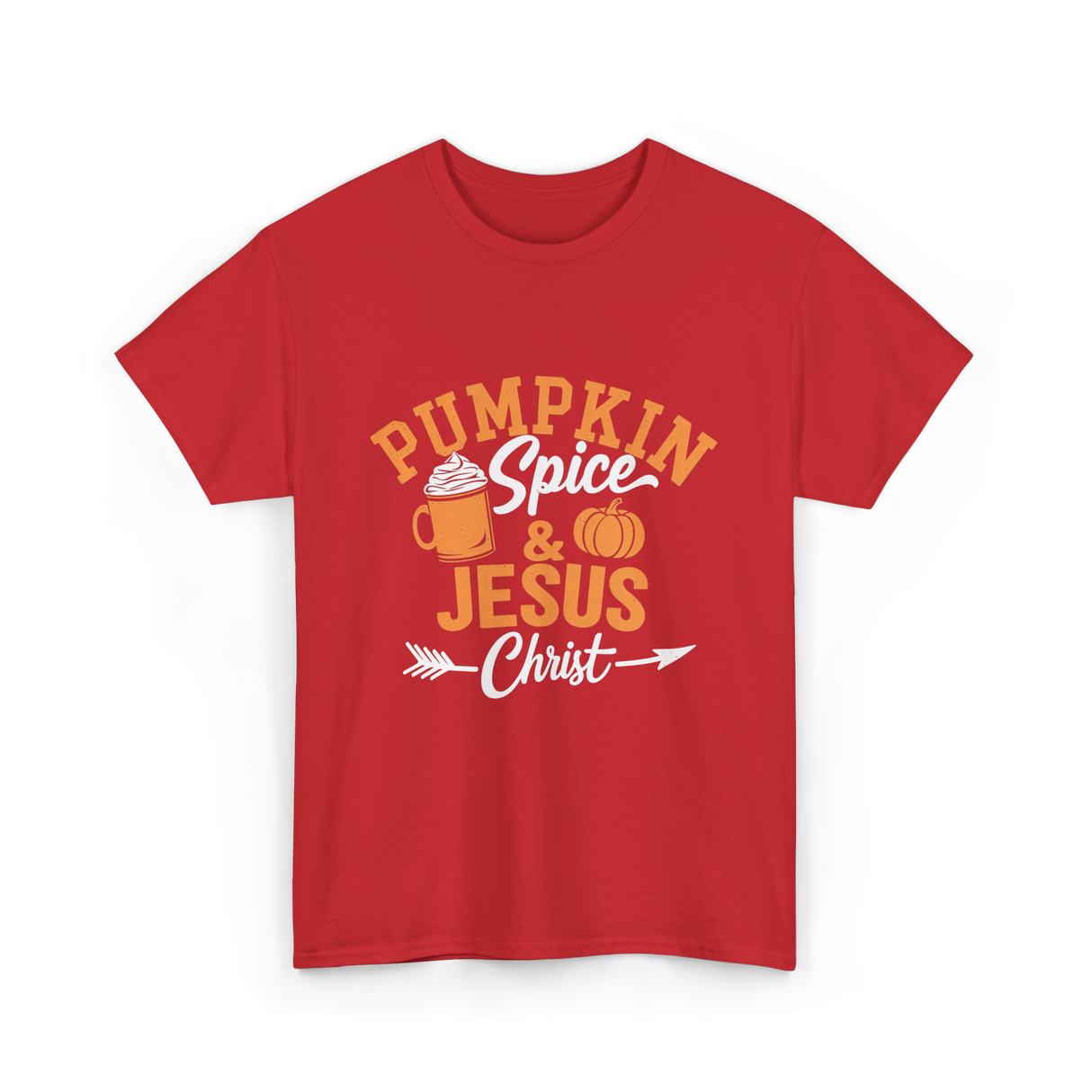 Pumpkin Spice Jesus Christ Faith T-Shirt - Red