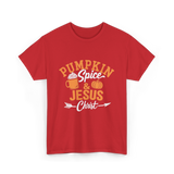 Pumpkin Spice Jesus Christ Faith T-Shirt - Red