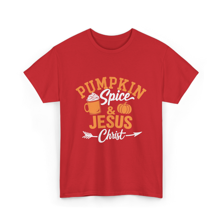 Pumpkin Spice Jesus Christ Faith T-Shirt - Red