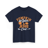 Pumpkin Spice Jesus Christ Faith T-Shirt - Navy