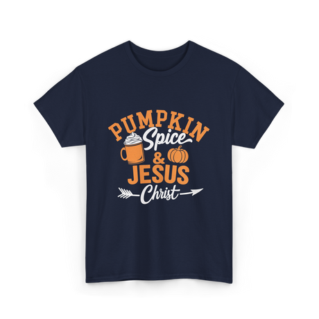 Pumpkin Spice Jesus Christ Faith T-Shirt - Navy