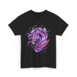 Purple Horse Unicorn Art T-Shirt - Black