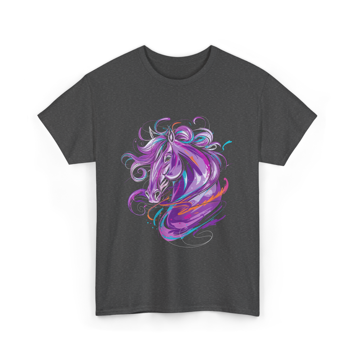 Purple Horse Unicorn Art T-Shirt - Dark Heather