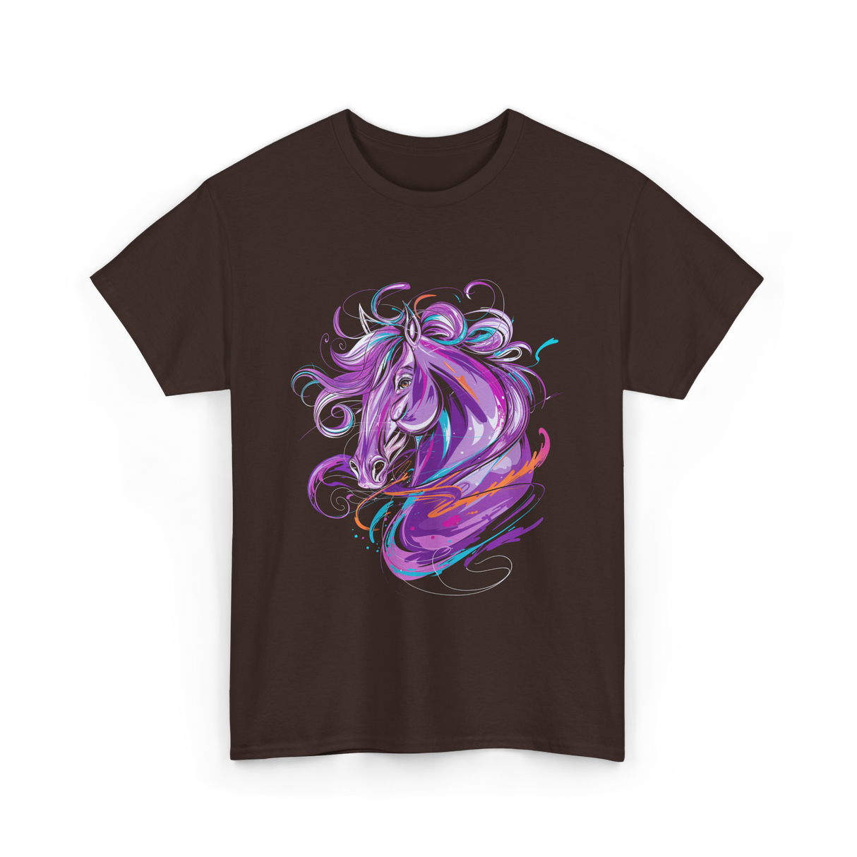 Purple Horse Unicorn Art T-Shirt - Dark Chocolate