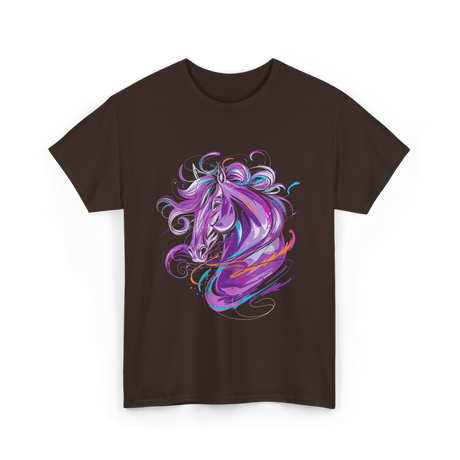 Purple Horse Unicorn Art T-Shirt - Dark Chocolate