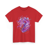 Purple Horse Unicorn Art T-Shirt - Red